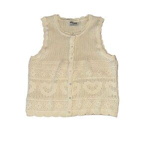 Rolla's Maisie Biscuit Cream Heart Knit Sleeveless Vest Top Women's Small S